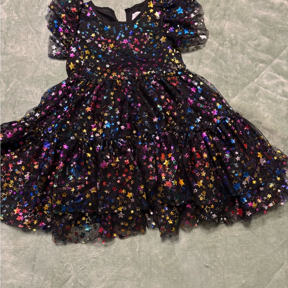 Lola + The Boys Black Tulle Dress with Rainbow Star Accents#7